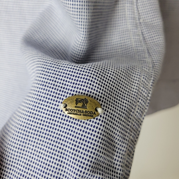 Scotch & Soda Blue Dot Button-Down Patch Elbow Shirt - Picture 6 of 12